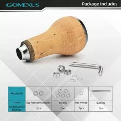 Gomexus Handle Knob Cork For Spinning Reel - Cork/Silver -Isfiskeri hjul Butikk CA27TNBK 4