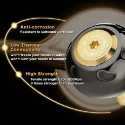 Gomexus 90mm Aluminium Power Handle With 45mm Titanium Knob - Black & Gold -Isfiskeri hjul Butikk LYS90TB45BKGD 5